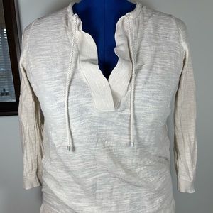 LOFT beige cotton slub pullover 3/4 sleeve